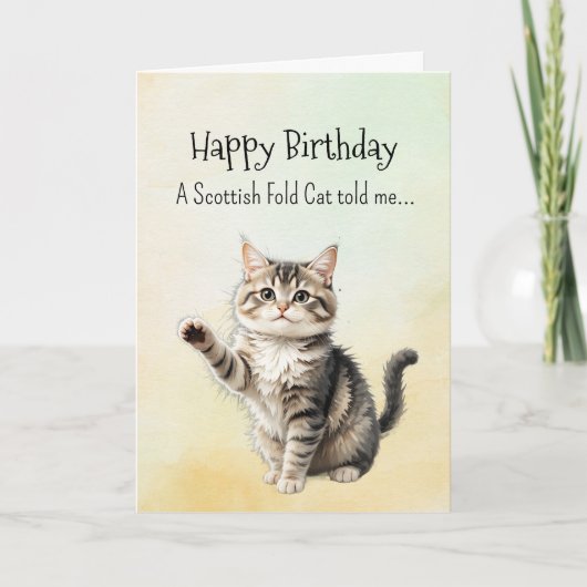 A Scottish Fold Cat Personality Birthday Animal カード (正面)