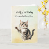 A Scottish Fold Cat Personality Birthday Animal カード (黄色い花)