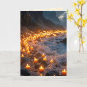 A sea of candlelight on the beach, Condolence Card カード (黄色い花)