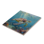 A Sea Turtle and Sun Rays in the Ocean Blue タイル (側面)