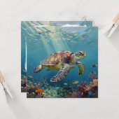A Sea Turtle Themed Blank カード (正面/裏面インサイチュ)