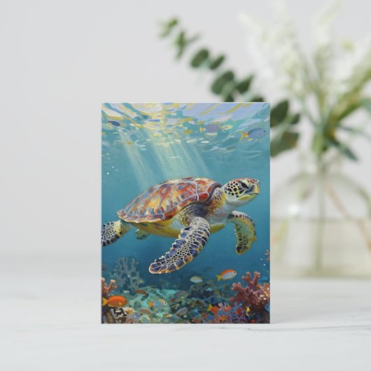A Sea Turtle Themed Keeping in Touch ポストカード (スタンド正面)