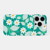 A seamless floral pattern features white daisies iPhoneケース (裏面横)