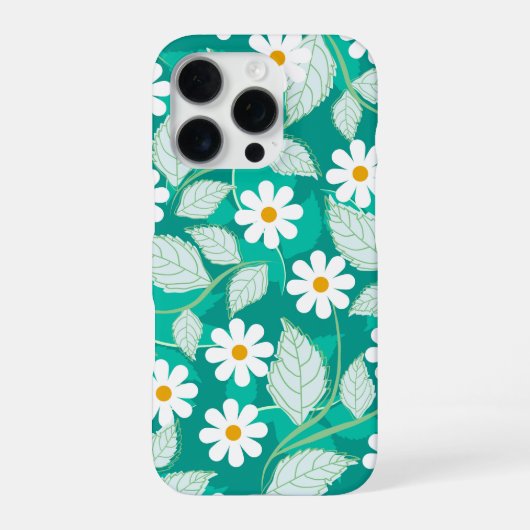 A seamless floral pattern features white daisies iPhoneケース (裏面)