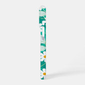 A seamless floral pattern features white daisies iPhoneケース (左側面)