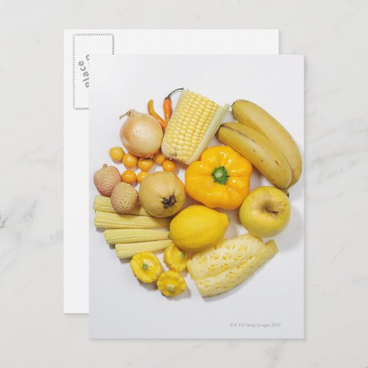 A selection of yellow fruits & vegetables. ポストカード (正面/裏面)