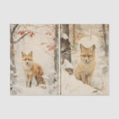 A Separate Pair of Foxes in the Winter Forest 薄葉紙 (正面)