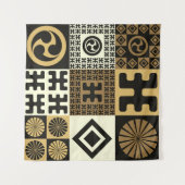 A set of japanese style seamless patterns, tribal  タペストリー (正面)