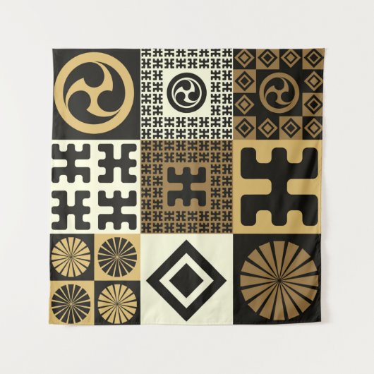 A set of japanese style seamless patterns, tribal  タペストリー (正面)