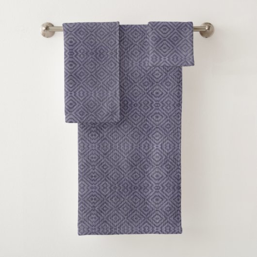 A set of purple towels with a diamond pattern バスタオルセット (インサイチュ)