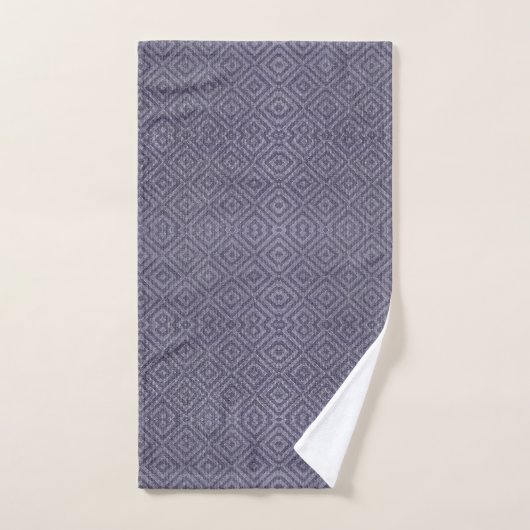 A set of purple towels with a diamond pattern バスタオルセット (ハンドタオル)