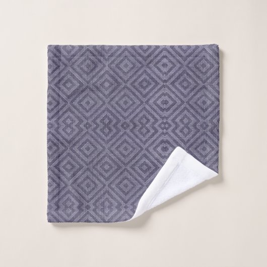 A set of purple towels with a diamond pattern バスタオルセット (ウォッシュタオル)