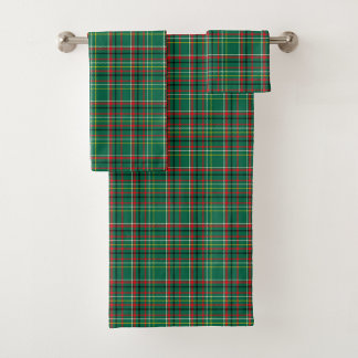 A set of three green plaid towels  バスタオルセット