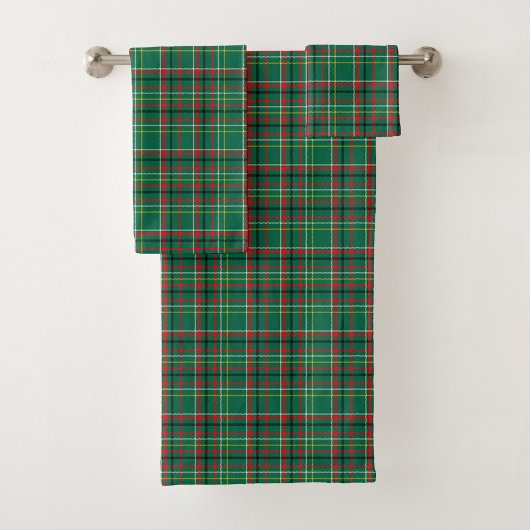A set of three green plaid towels  バスタオルセット