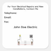 A Sheet of Six Stickers for Electrician's Clients スクエアシール (正面)