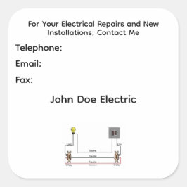 A Sheet of Six Stickers for Electrician's Clients スクエアシール