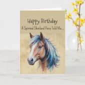 A Shetland Pony Personality Birthday Horse カード (黄色い花)