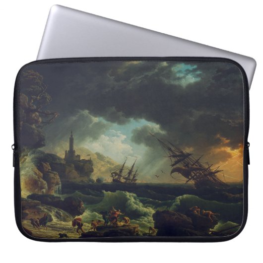 A Shipwreck in Stormy Seas by Claude-Joseph Vernet ラップトップスリーブ (正面)