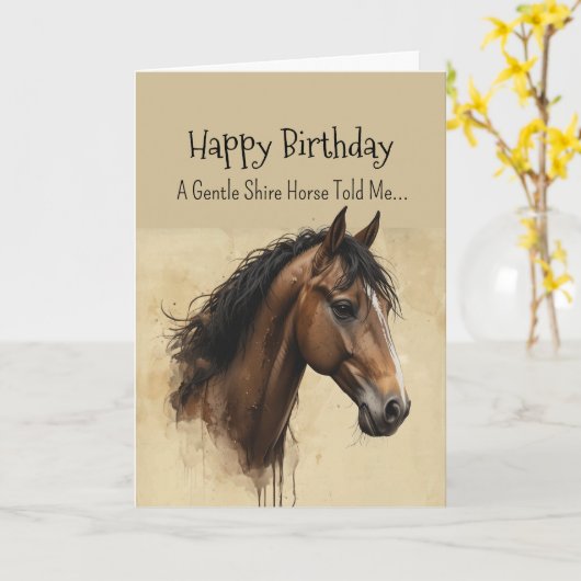 A Shire Horse Personality Birthday カード (黄色い花)