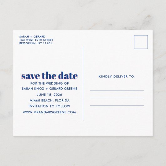 A Shore Thing Photoビーチ結婚式日付を保存 案内ポストカード (裏面)