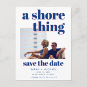 A Shore Thing Photoビーチ結婚式日付を保存 案内ポストカード (正面)