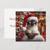 A siamese cat wears a Santa hat シーズンカード (正面/裏面)