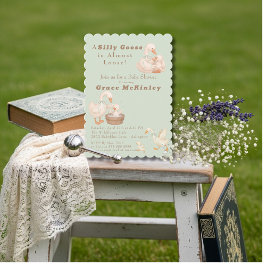 A Silly Goose（ばかげたガチョウ） はほとんど緩いグリーンのベイビーシャワー 招待状