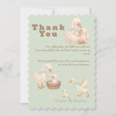 A Silly Goose Green Baby shower サンキューカード (正面)