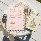 A Silly Goose is Almost Loose Pink Baby Shower 招待状