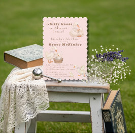 A Silly Goose is Almost Loose Pink Baby Shower 招待状