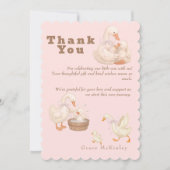 A Silly Goose Pink Baby shower サンキューカード (正面)