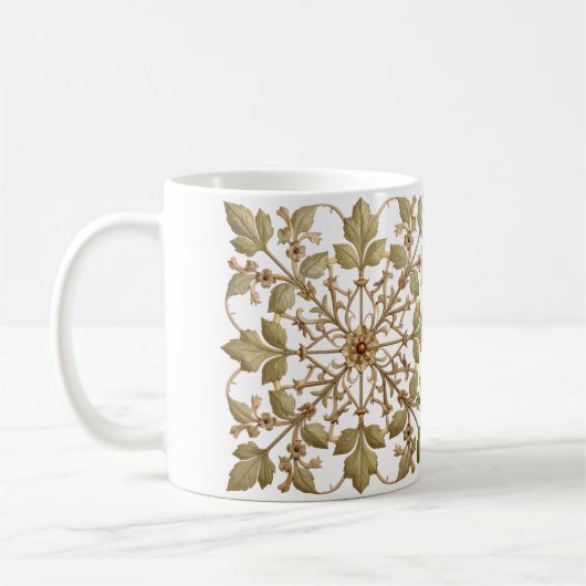  A Simple Elegant Floral Vine Pattern コーヒーマグカップ (左)