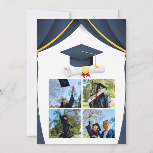 A simple graduation ceremony with four photographs 招待状 (裏面)