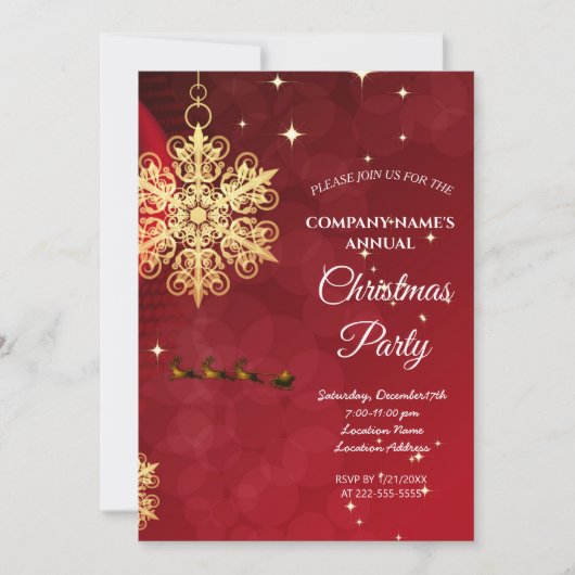 A simple red elegant Christmas party invitation 招待状 (正面)