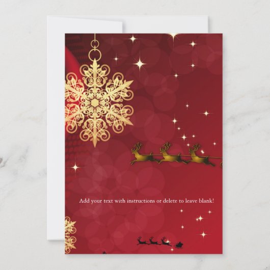 A simple red elegant Christmas party invitation  招待状 (裏面)