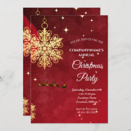 A simple red elegant Christmas party invitation 招待状