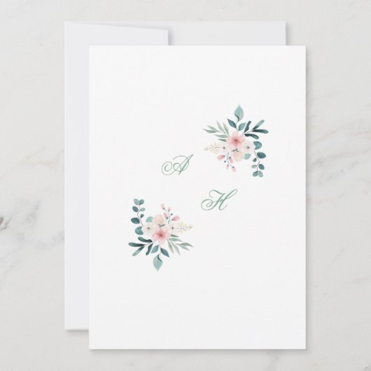 A simple watercolor wedding invitation card 招待状 (裏面)