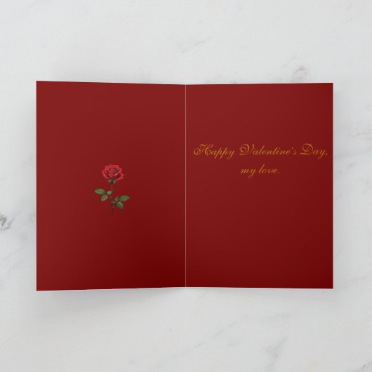 A Single Red Rose With Morning Dew  カード (内部)