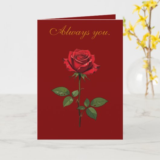 A Single Red Rose With Morning Dew  カード (黄色い花)