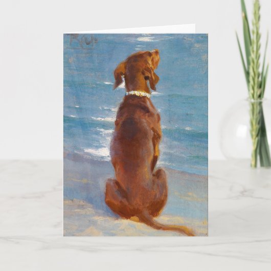 A sitting brown dog by P.S. Kroyer カード (正面)