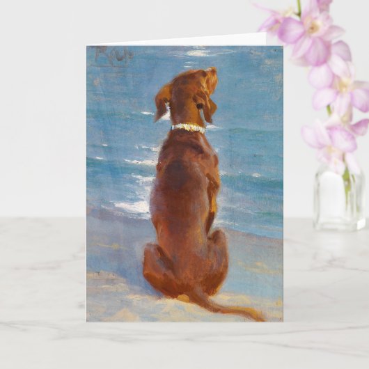 A sitting brown dog by P.S. Kroyer カード (蘭)