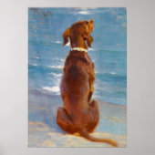 A sitting brown dog by P.S. Kroyer ポスター (正面)