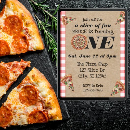 A Slice of Fun 1st Birthday 招待状