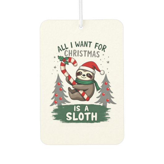 A Sloth For Christmas. Cute, Christmas Sloth With  カーエアーフレッシュナー (正面)
