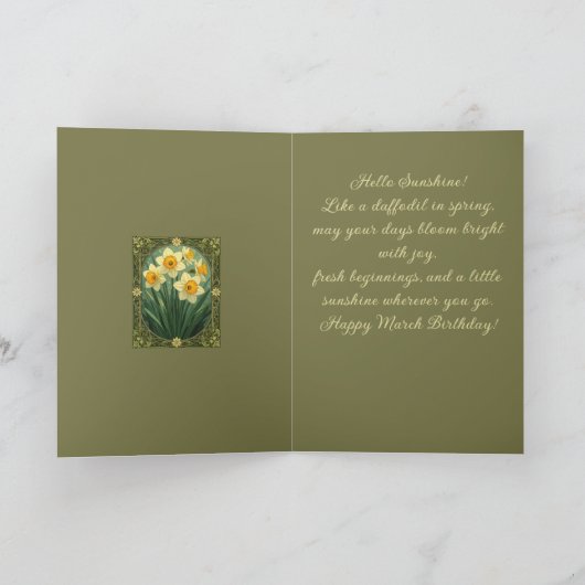 A Small Bouquet Of Daffodils カード (内部)