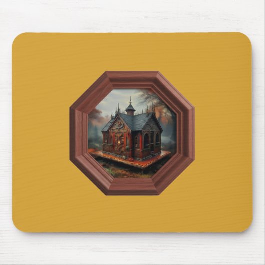 A Small Cabin Sits On A Platform In A Clearing マウスパッド (正面)