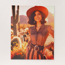 A Smiling Cowgirl in the Desert 520 Piece Puzzle  ジグソーパズル