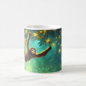 A smiling young monkey swinging through lush tropi コーヒーマグカップ (中央)