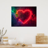A Smoking Red Hot Heart on a Modern Wall ポスター (キッチン)