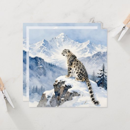 A Snow Leopard on Snowy Peak カード (正面/裏面インサイチュ)